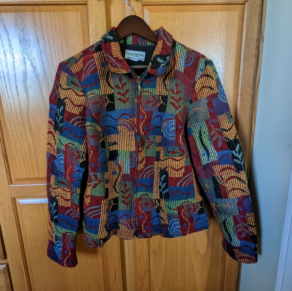 The Vermont Country Store Zipper Jacket Multicolor Colorful Blazer women size S